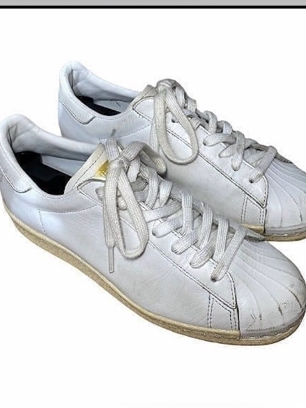 Adidas Superstar 80s Clean White Leather Shell Toe Sneakers Women 7.5 Men 6.5